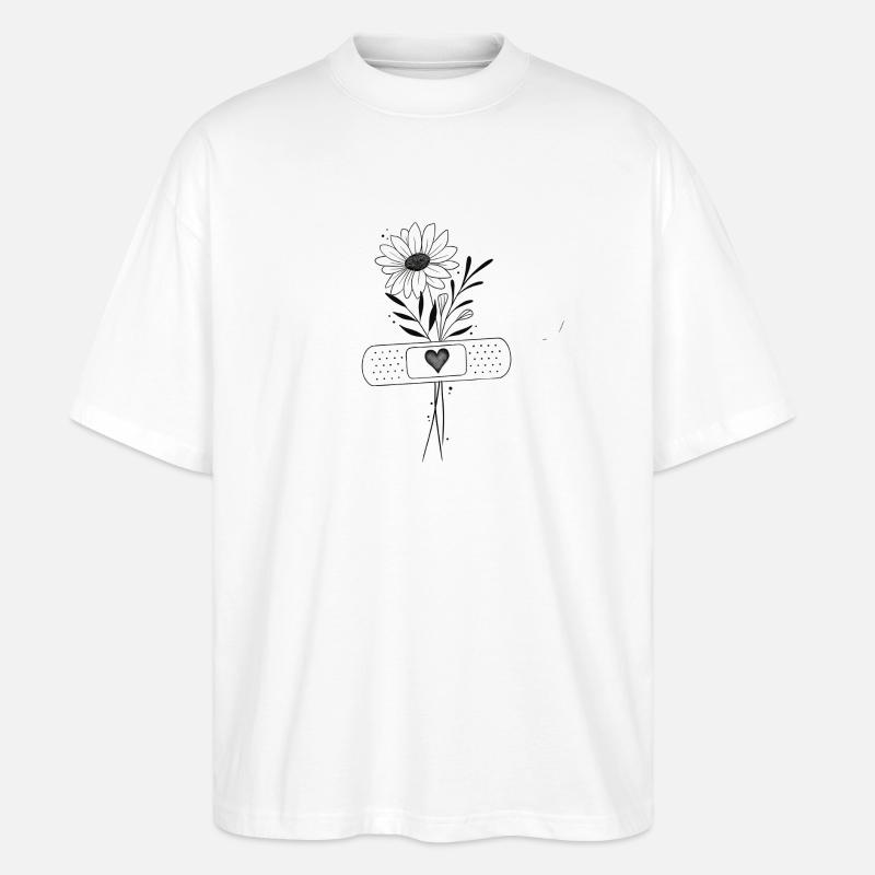 Gänseblümchenherz-Schleife - Stanley/Stella Oversized Unisex Bio T-Shirt Blaster 2.0 - Weiß