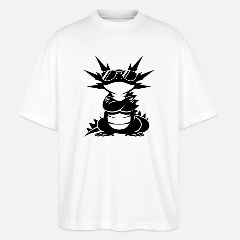 Cooler Axolotl mit Sonnenbrille - Stanley/Stella Oversized Unisex Bio T-Shirt Blaster 2.0 - Weiß