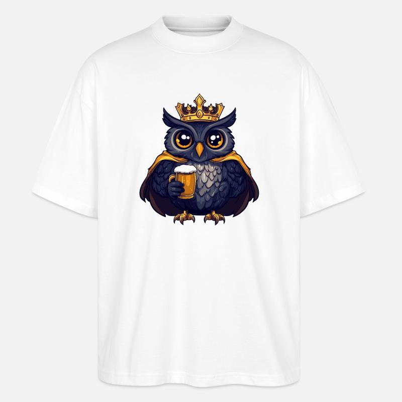 Eule Bier König - Stanley/Stella Oversized Unisex Bio T-Shirt Blaster 2.0 - Weiß