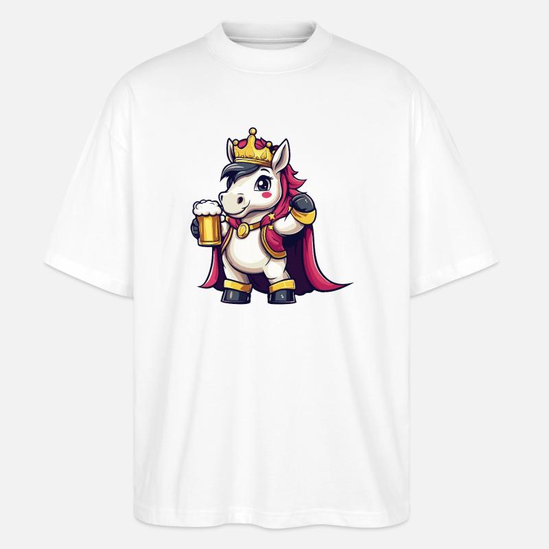 Einhorn Bier König - Stanley/Stella Oversized Unisex Bio T-Shirt Blaster 2.0 - Weiß