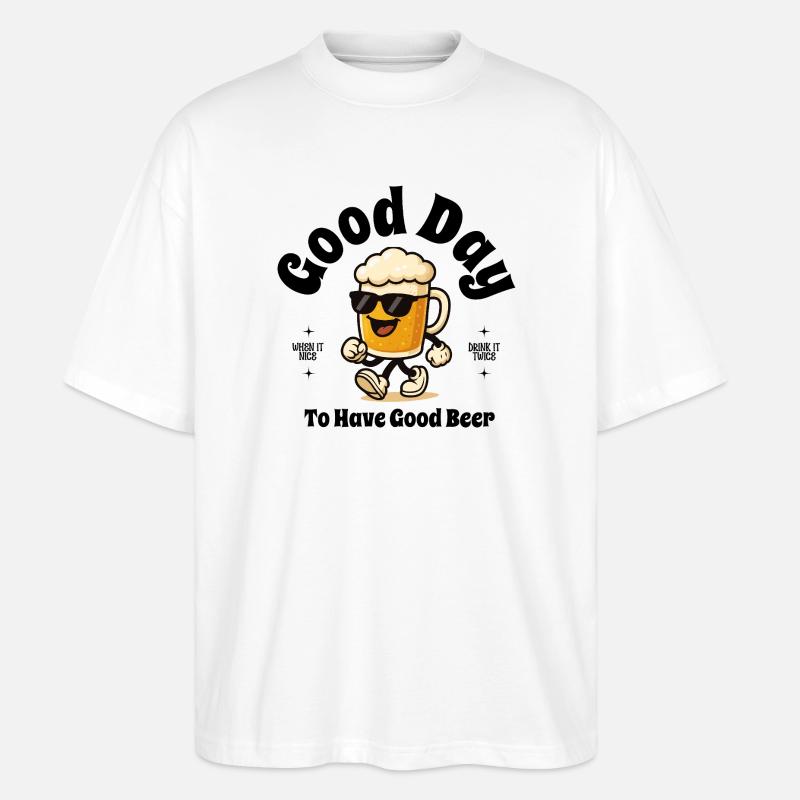 Bierheld im Sprint mit Sonnenbrille - Stanley/Stella Oversized Unisex Bio T-Shirt Blaster 2.0 - Weiß