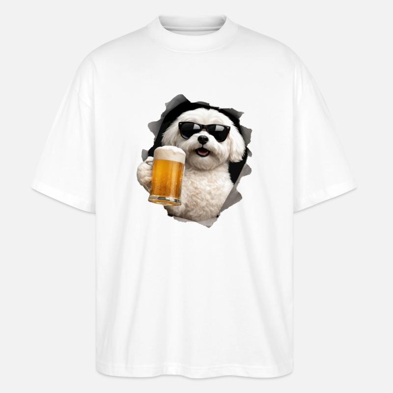 Maltesisches Bier - Stanley/Stella Oversized Unisex Bio T-Shirt Blaster 2.0 - Weiß