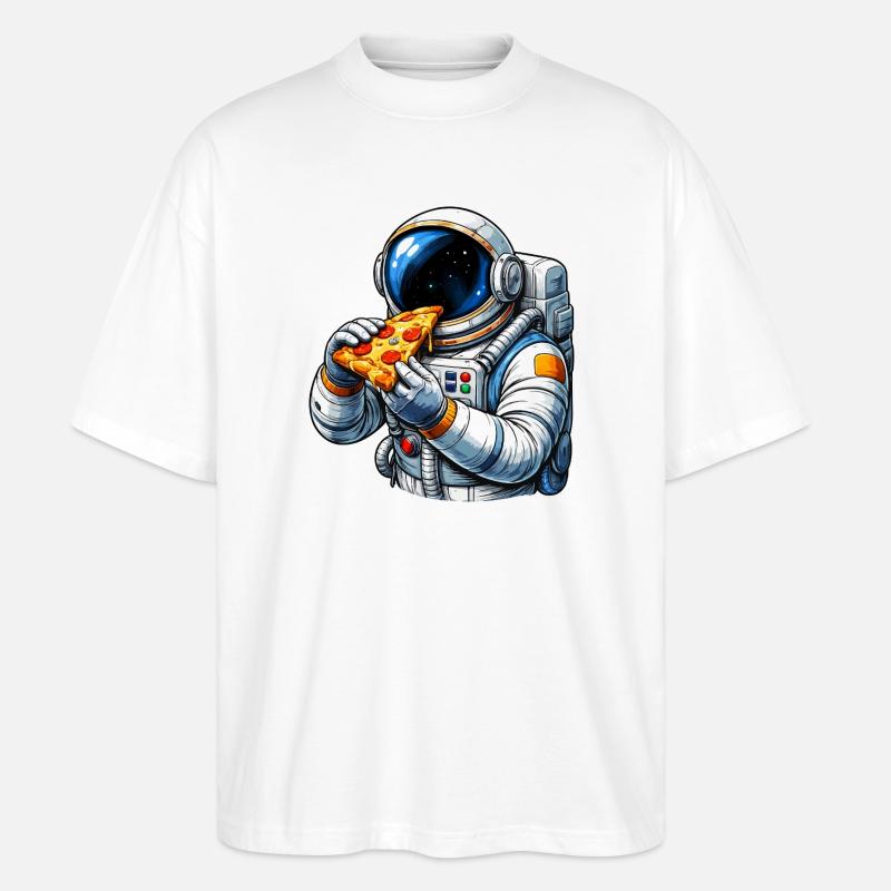 Astronaute mangeant une pizza - T-shirt bio Blaster 2.0 coupe oversize Stanley/Stella Unisexe - blanc