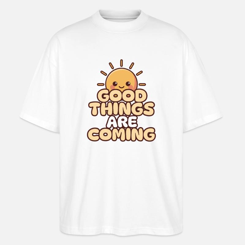 Anticipation ensoleillée : De bonnes choses viendront - T-shirt bio Blaster 2.0 coupe oversize Stanley/Stella Unisexe - blanc