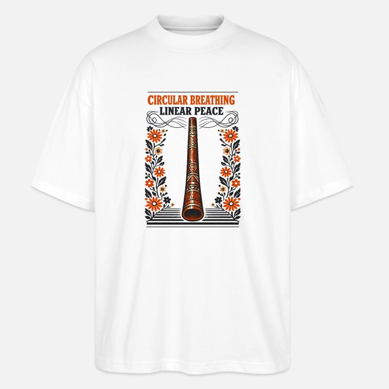 Zirkularatmung, innere Ruhe | Didgeridoo - Stanley/Stella Oversized Unisex Bio T-Shirt Blaster 2.0 - Weiß