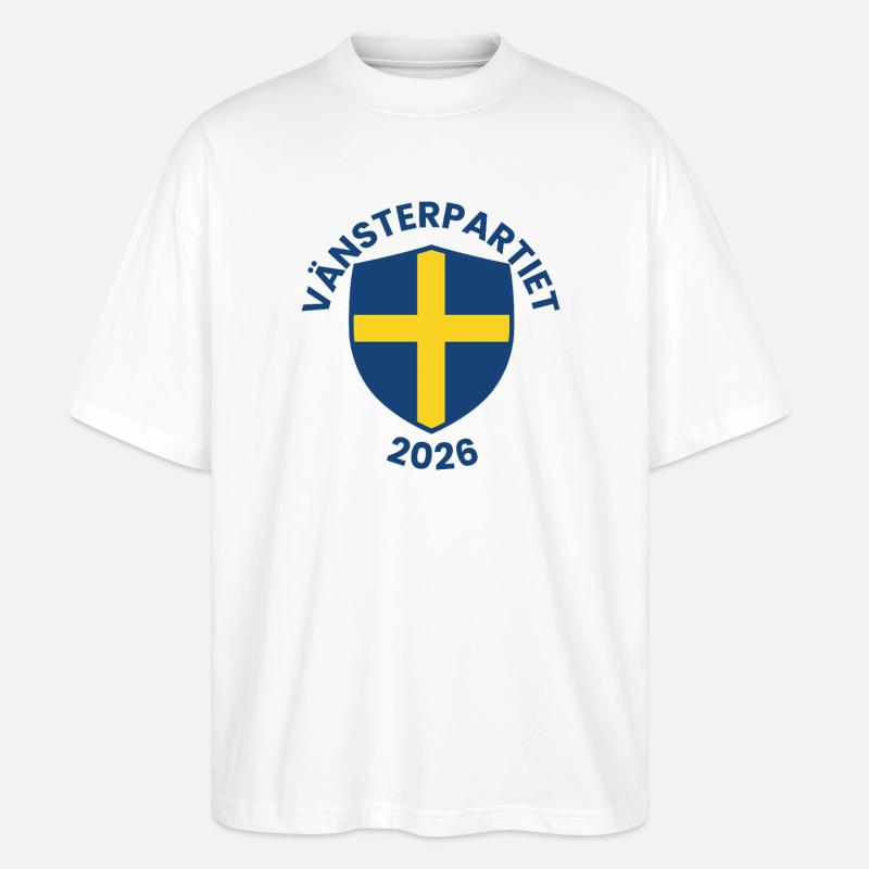 Emblem der Linken Partei 2026 - Stanley/Stella Oversized Unisex Bio T-Shirt Blaster 2.0 - Weiß