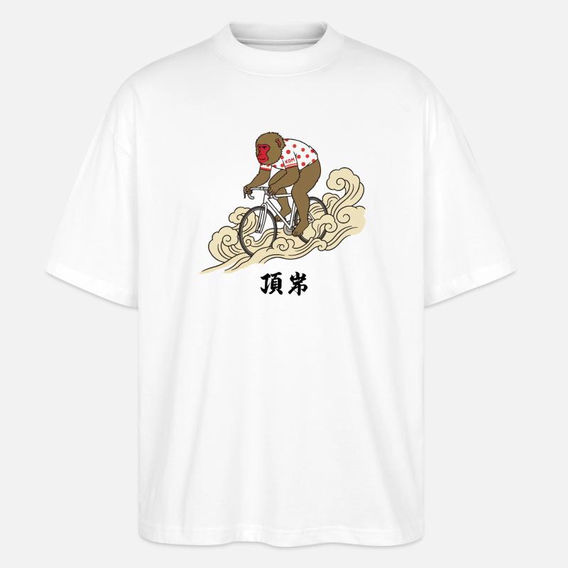 KOM-Affen-Radfahrer auf Wellenbrüchen - Stanley/Stella Oversized Unisex Bio T-Shirt Blaster 2.0 - Weiß
