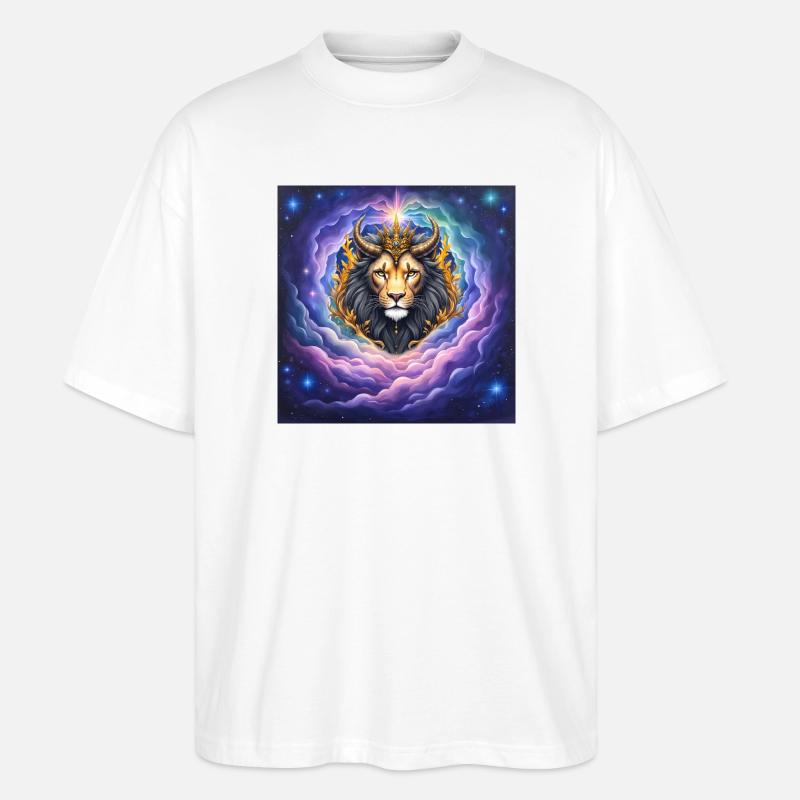 Himmlischer Löwe mit goldener Krone - Stanley/Stella Oversized Unisex Bio T-Shirt Blaster 2.0 - Weiß