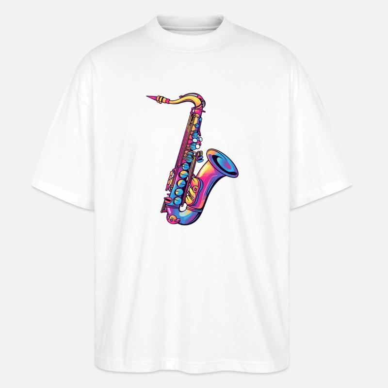 Neon-Saxophon Farbspektrum - Stanley/Stella Oversized Unisex Bio T-Shirt Blaster 2.0 - Weiß