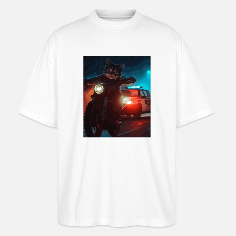 Night Cat sur Motorcycle Noir - T-shirt bio Blaster 2.0 coupe oversize Stanley/Stella Unisexe - blanc