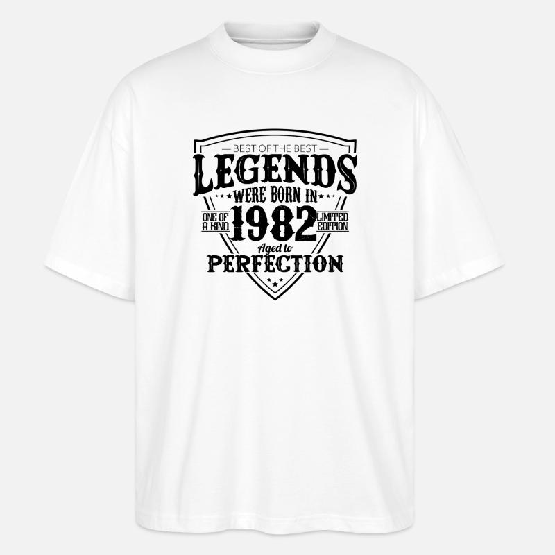 44-jähriges Jubiläumsgeschenk 1982 – Legends - Stanley/Stella Oversized Unisex Bio T-Shirt Blaster 2.0 - Weiß