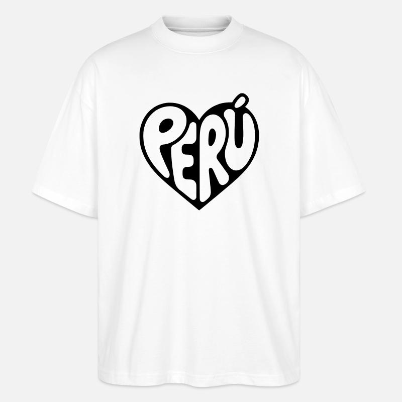 Peru Herz Typografie - Stanley/Stella Oversized Unisex Bio T-Shirt Blaster 2.0 - Weiß