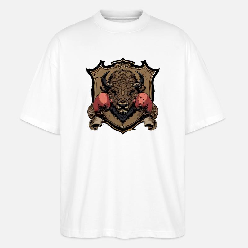 Bison Boxer MMA - Stanley/Stella Oversized Unisex Bio T-Shirt Blaster 2.0 - Weiß