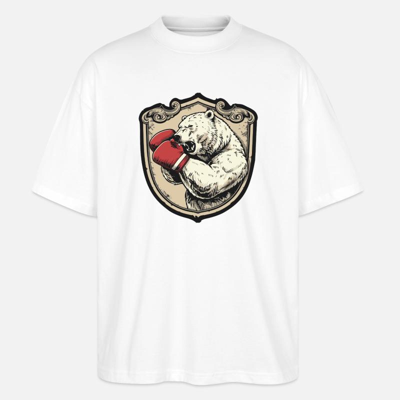 Eisbär Polar Bär Boxer MMA - Stanley/Stella Oversized Unisex Bio T-Shirt Blaster 2.0 - Weiß