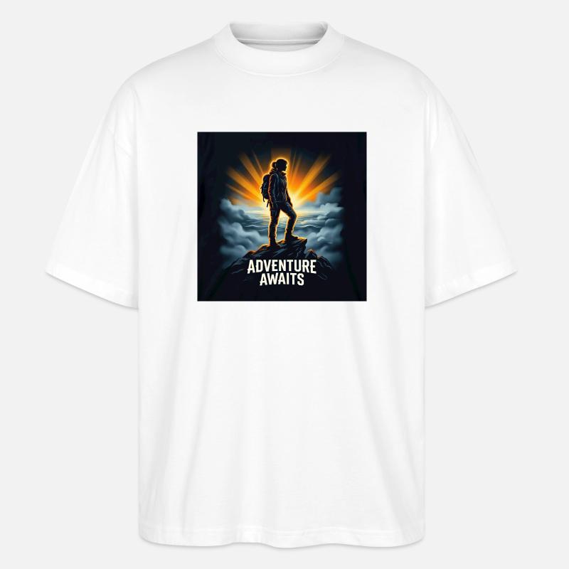 Abenteuer erwartet Bergsteiger - Stanley/Stella Oversized Unisex Bio T-Shirt Blaster 2.0 - Weiß