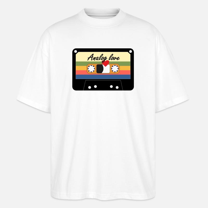 Analog Love Retro Kassette - Stanley/Stella Oversized Unisex Bio T-Shirt Blaster 2.0 - Weiß