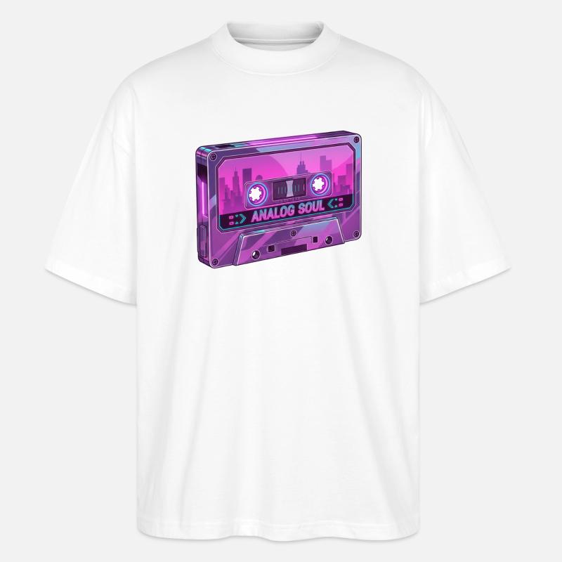 Retro Analog Soul Chrome Cassette Synthwave - T-shirt bio Blaster 2.0 coupe oversize Stanley/Stella Unisexe - blanc