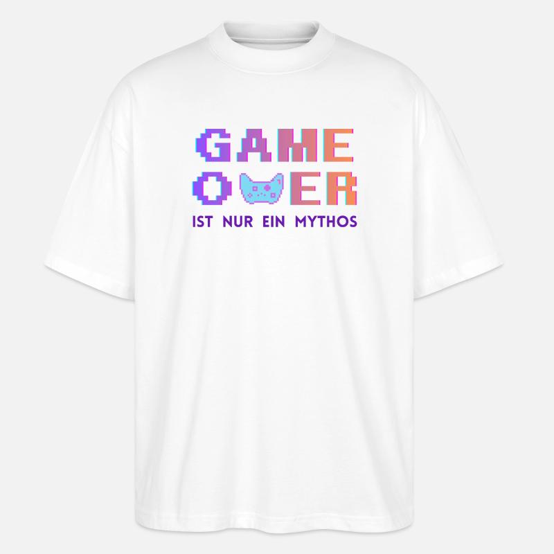 Game Over Mythos Pixel Gradient - Stanley/Stella Oversized Unisex Organic T-shirt Blaster 2.0 - white