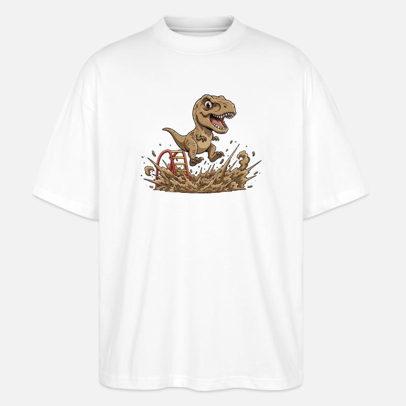 Dino Sprung im Schlamm - Stanley/Stella Oversized Unisex Bio T-Shirt Blaster 2.0 - Weiß