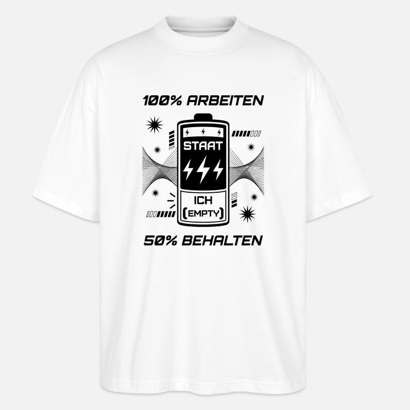 100% Work 50% Keep - Stanley/Stella Oversized Unisex Organic T-shirt Blaster 2.0 - white