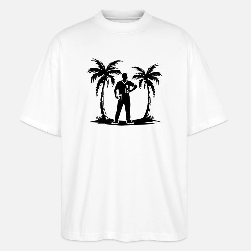 Urlaub Palmen Strand Silhouette - Stanley/Stella Oversized Unisex Bio T-Shirt Blaster 2.0 - Weiß