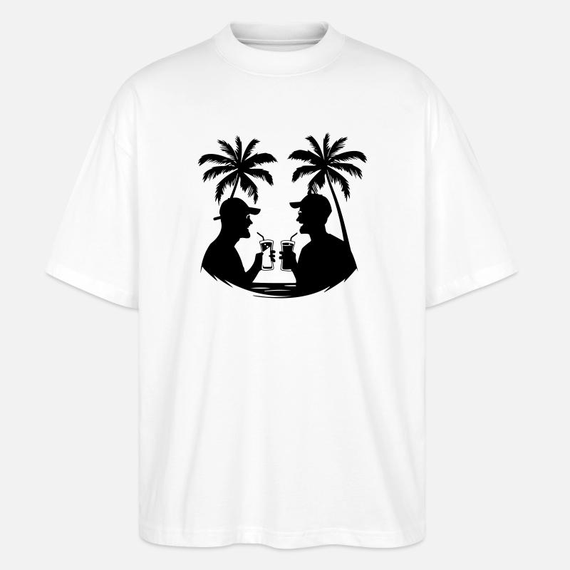 Party Urlaub Silhouette - Stanley/Stella Oversized Unisex Bio T-Shirt Blaster 2.0 - Weiß