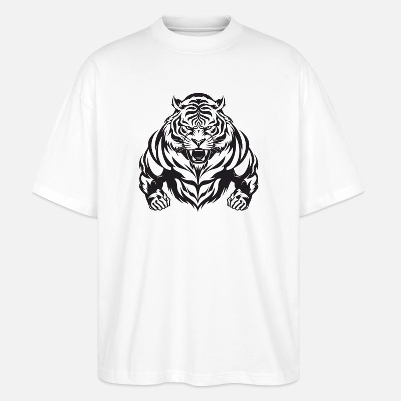 Tiger Workout Gym - Stanley/Stella Oversized Unisex Bio T-Shirt Blaster 2.0 - Weiß