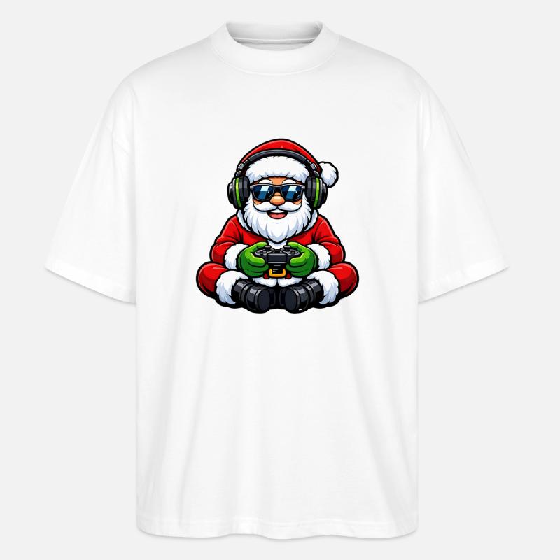 Gamer Weihnachtsmann Spielt Videospiel-Controller - Stanley/Stella Oversized Unisex Bio T-Shirt Blaster 2.0 - Weiß