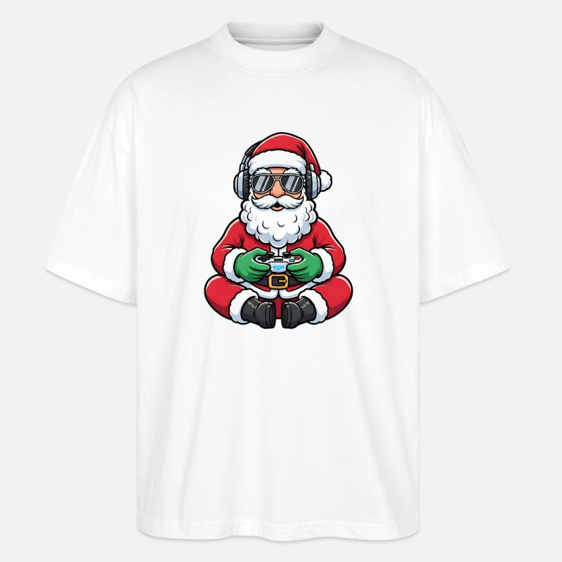 Gamer Weihnachtsmann Spielt Videospiel-Controller - Stanley/Stella Oversized Unisex Bio T-Shirt Blaster 2.0 - Weiß