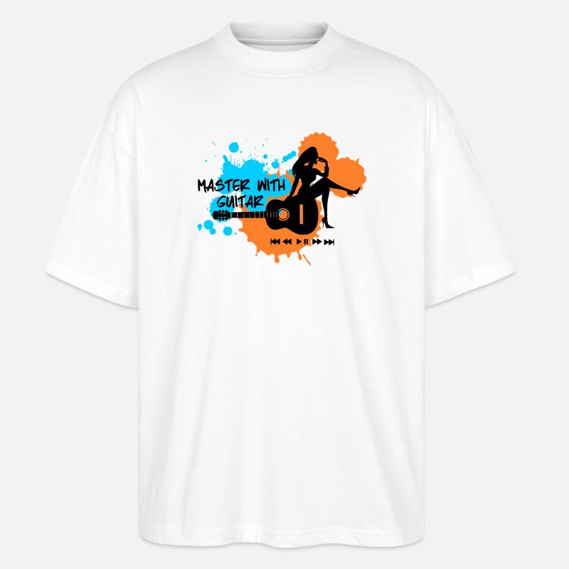 Master with guitar - Blau Orange - Stanley/Stella Oversized Unisex Bio T-Shirt Blaster 2.0 - Weiß