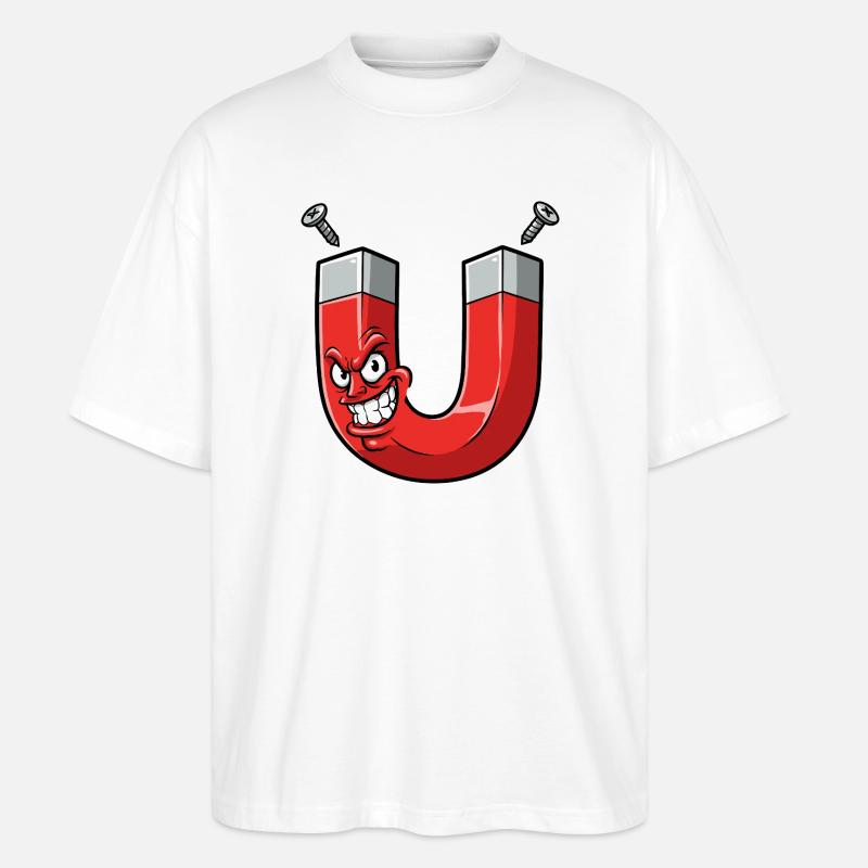 Wütender Magnet Cartoon mit Schrauben - Stanley/Stella Oversized Unisex Bio T-Shirt Blaster 2.0 - Weiß