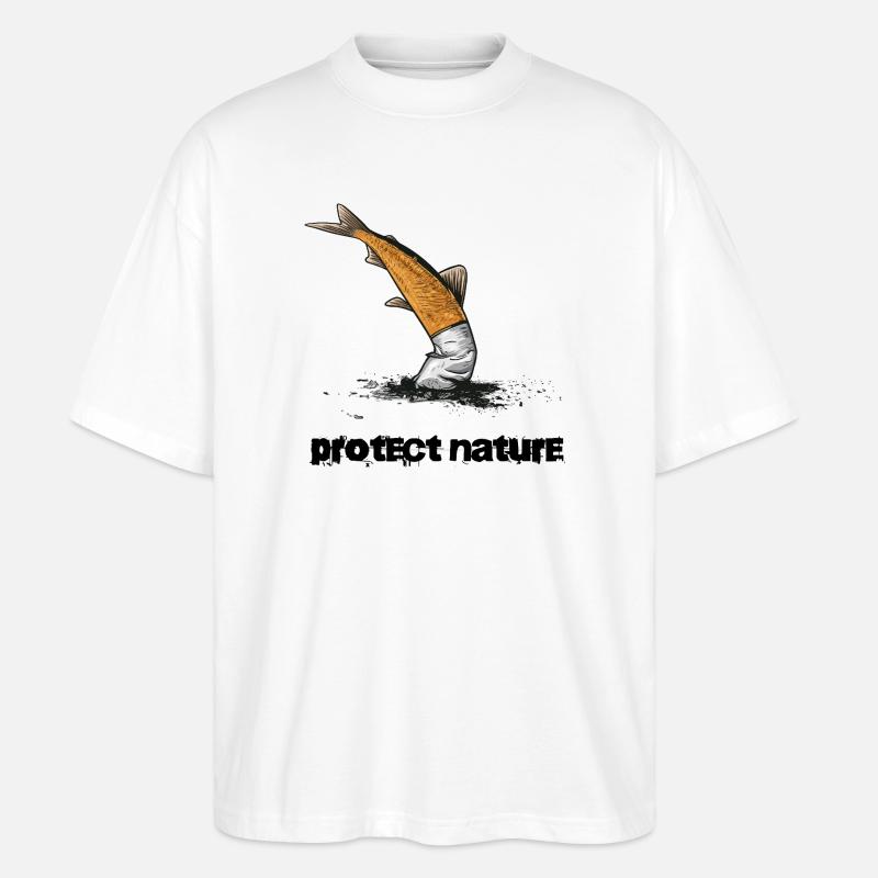 Naturschutz Gewässerschutz Zigarette - Stanley/Stella Oversized Unisex Bio T-Shirt Blaster 2.0 - Weiß