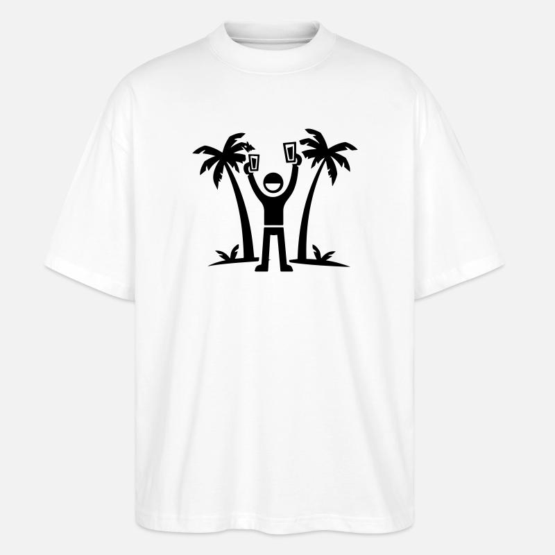 Party Urlaub Insel Drinking - Stanley/Stella Oversized Unisex Bio T-Shirt Blaster 2.0 - Weiß