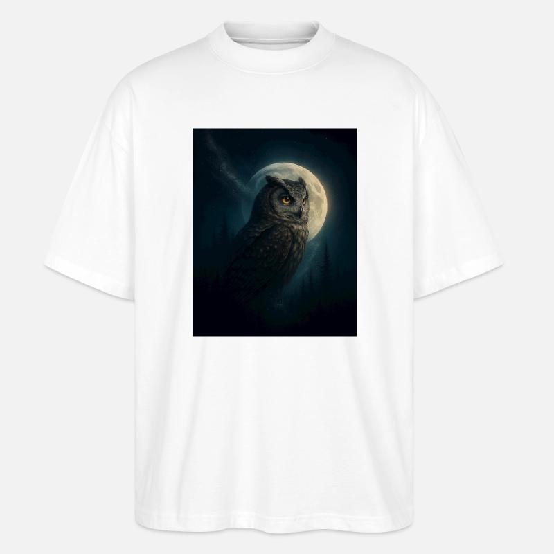 Eule im Nachtwald - Stanley/Stella Oversized Unisex Bio T-Shirt Blaster 2.0 - Weiß