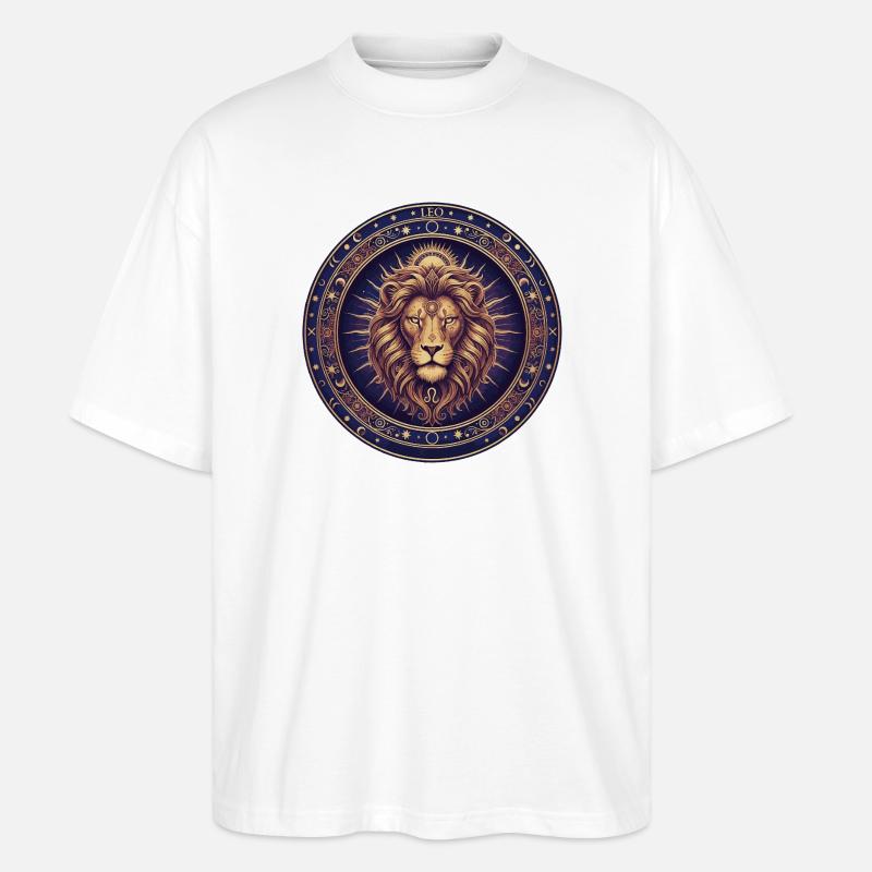 Löwe im Sternzeichen Kreis - Stanley/Stella Oversized Unisex Bio T-Shirt Blaster 2.0 - Weiß