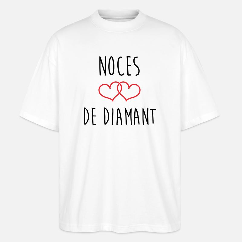 Wedding Anniversary - Diamond Wedding (60 years) - Stanley/Stella Oversized Unisex Organic T-shirt Blaster 2.0 - white