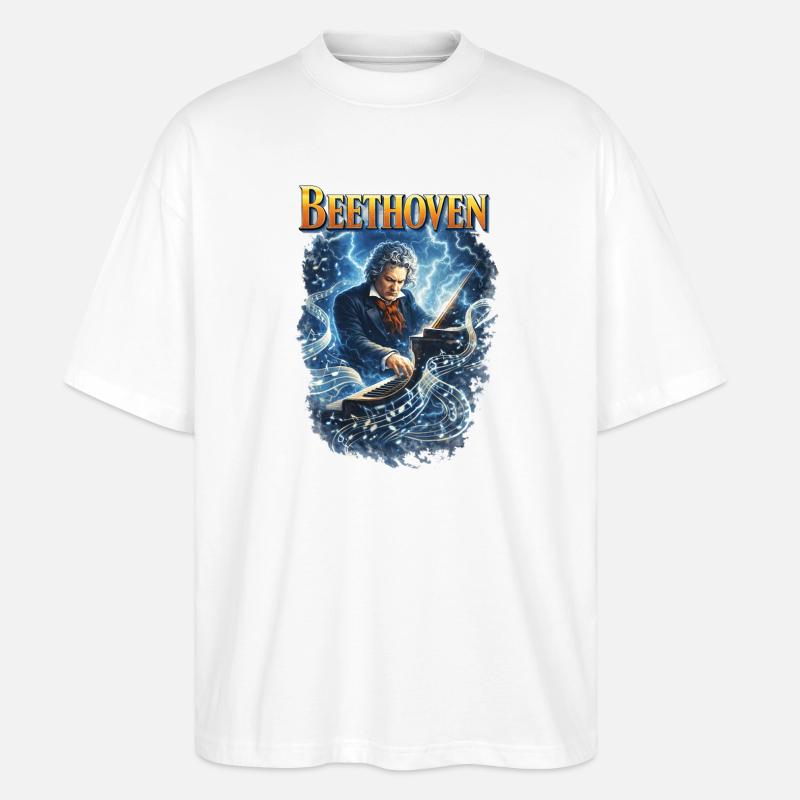 Beethoven Kraft: Elektrisierendes Klavier - Stanley/Stella Oversized Unisex Bio T-Shirt Blaster 2.0 - Weiß