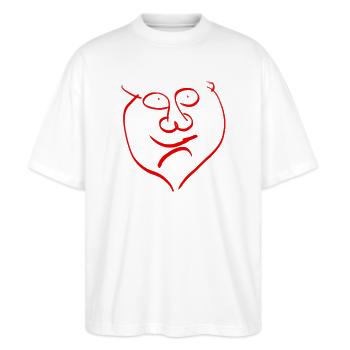 Traits faciaux ambivalents - T-shirt bio Blaster 2.0 coupe oversize Stanley/Stella Unisexe - blanc - Devant - Alina (178cm) & Michal (187cm)