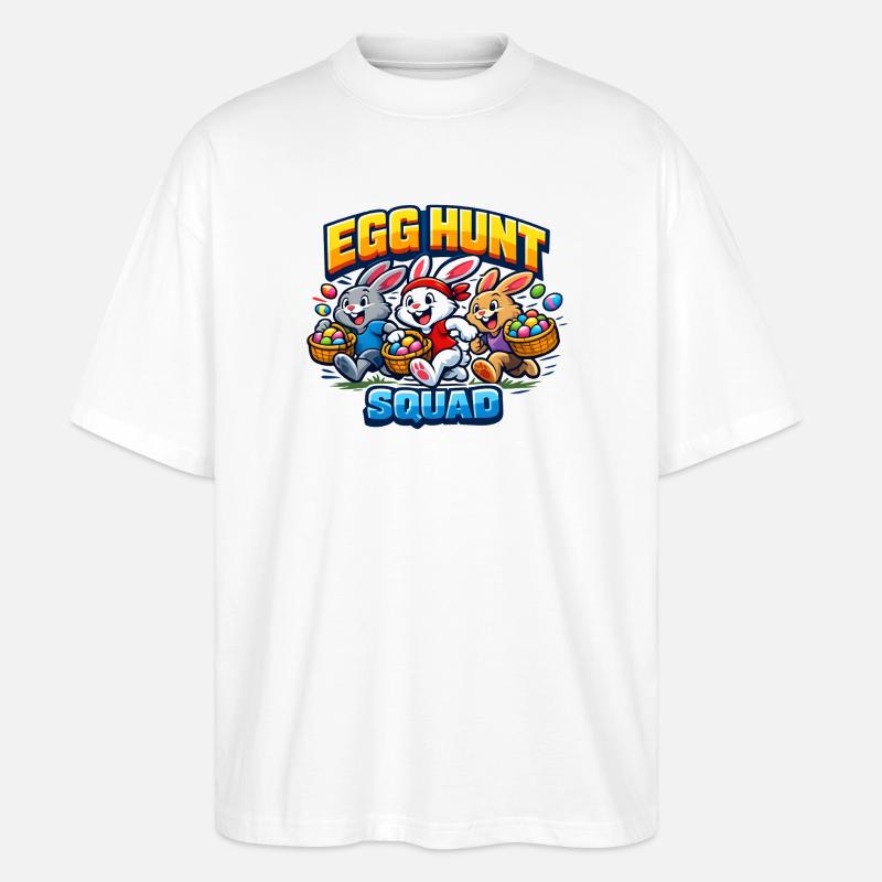Egg Hunt Squad Kinder Ostern Osterei - Stanley/Stella Oversized Unisex Bio T-Shirt Blaster 2.0 - Weiß