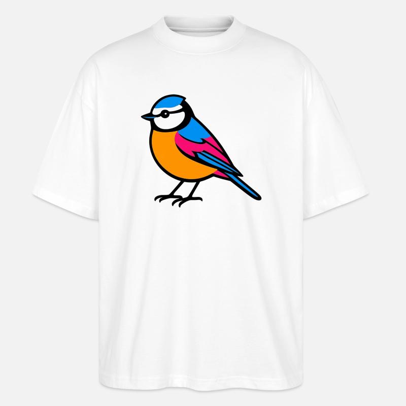 Blue Flat Design Minimalistisch - Stanley/Stella Oversized Unisex Bio T-Shirt Blaster 2.0 - Weiß