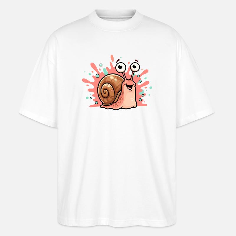 Fröhliche Schnecke Spritzdesign - Stanley/Stella Oversized Unisex Bio T-Shirt Blaster 2.0 - Weiß