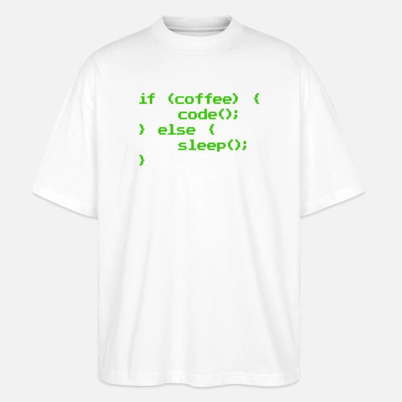 Ingen kaffe, ingen kodeprogrammerer, datalog - Stanley/Stella Oversize Unisex Øko T-shirt Blaster 2.0 - hvid
