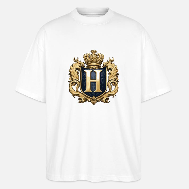 H Buchstabe Name Krone - Stanley/Stella Oversized Unisex Bio T-Shirt Blaster 2.0 - Weiß