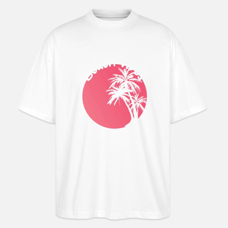 Beach Vibes Palm Sunset Design - Stanley/Stella Oversized Unisex Bio T-Shirt Blaster 2.0 - Weiß