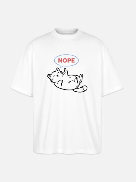 Laughing Cat Nope Middle Finger - Stanley/Stella Oversized Unisex Organic T-shirt Blaster 2.0 - white