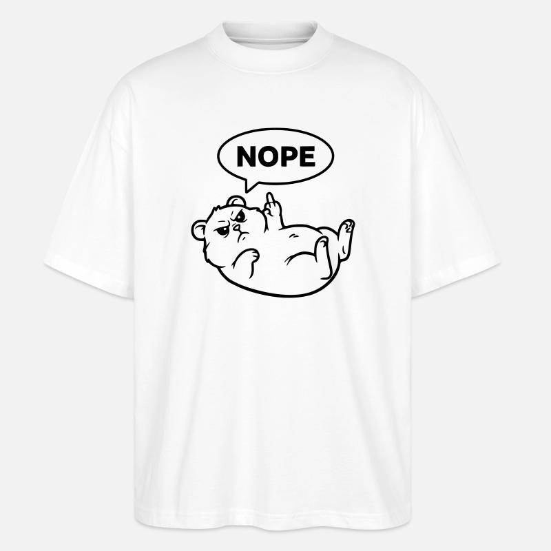 Hamster Mittelfinger Nope Outline - Stanley/Stella Oversized Unisex Bio T-Shirt Blaster 2.0 - Weiß