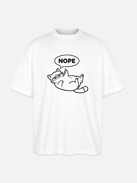 Katze Mittelfinger Nope Outline - Stanley/Stella Oversized Unisex Bio T-Shirt Blaster 2.0 - Weiß