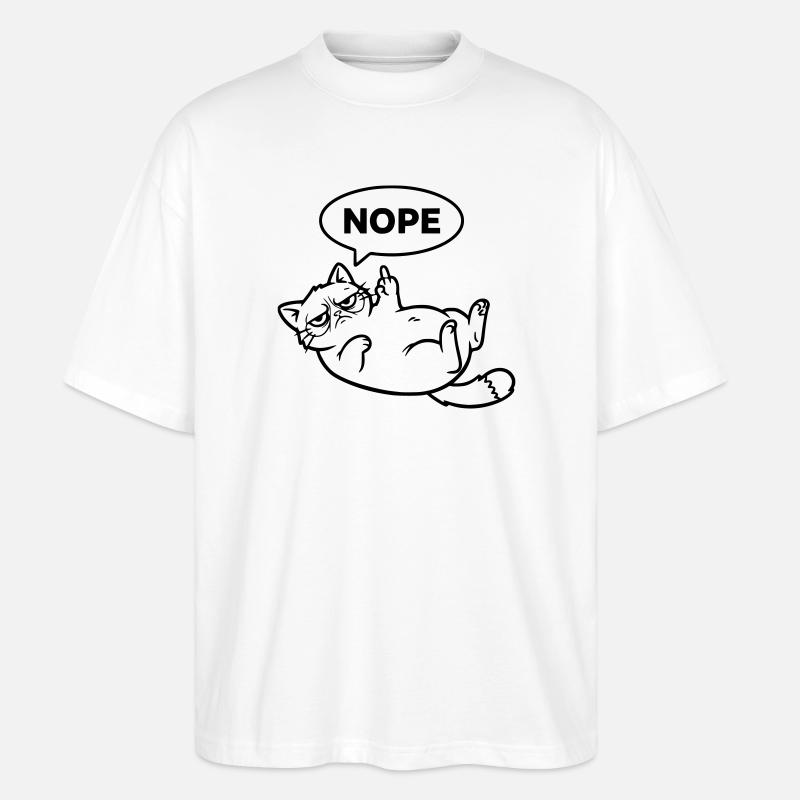 Katze Mittelfinger Nope Outline - Stanley/Stella Oversized Unisex Bio T-Shirt Blaster 2.0 - Weiß