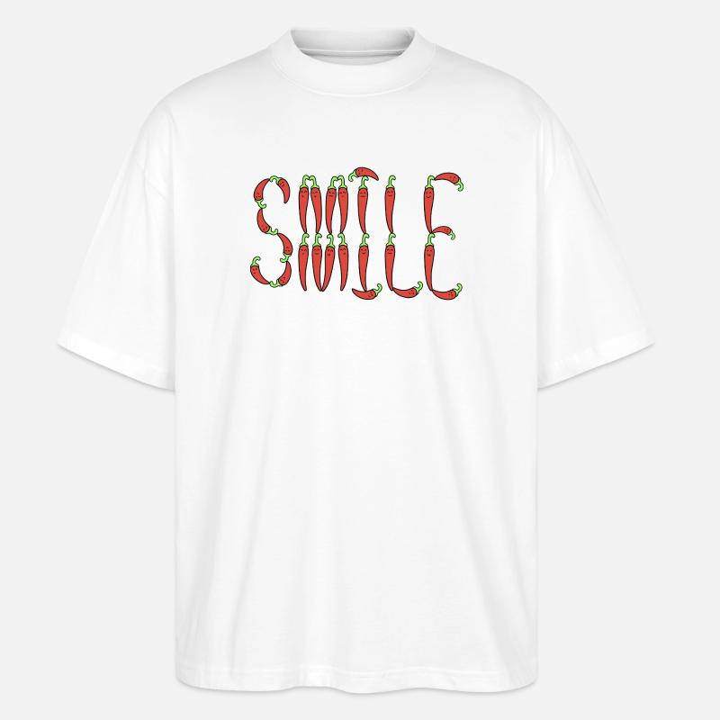 Chili smile typography - Stanley/Stella Oversized Unisex Organic T-shirt Blaster 2.0 - white