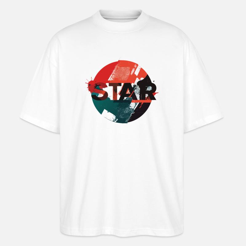 Conception du cercle Star Grunge - T-shirt bio Blaster 2.0 coupe oversize Stanley/Stella Unisexe - blanc
